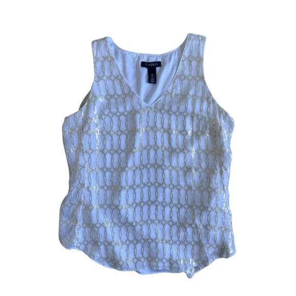 Silk Metallic Tank  Holiday Party Blouse Size M - Picture 2 of 9